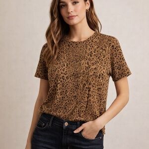 Sag Harbor VTG Cheetah Print Sweater Top, Large